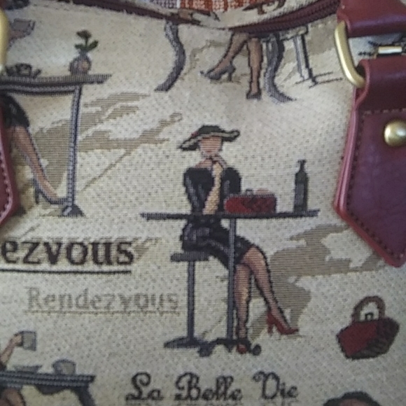 Tapestry Woman Seated At A Table  Signare Purse - Picture 2 of 6